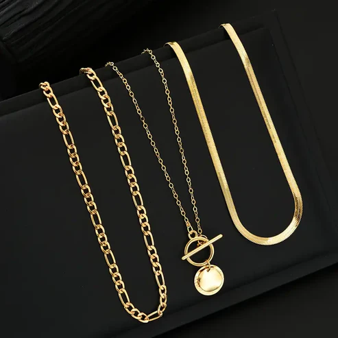 Savira Textured Coin Layered Necklace - Image 4