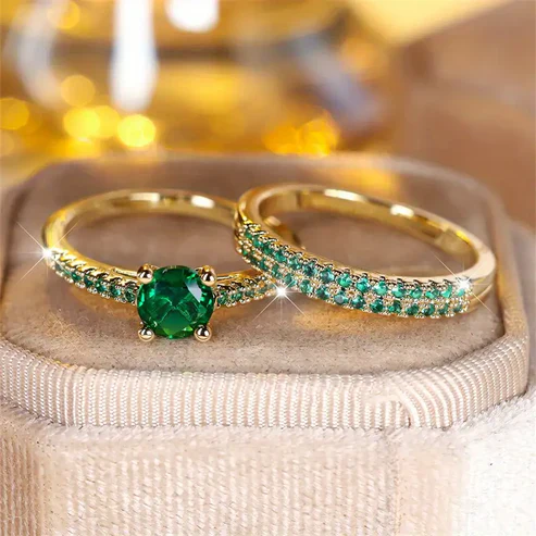 Serena Emerald Duo Ring Set - Image 2