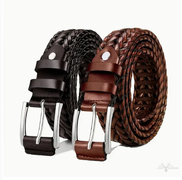 Set of 2 Zarino's Freizeit leather belts without holes - Image 2