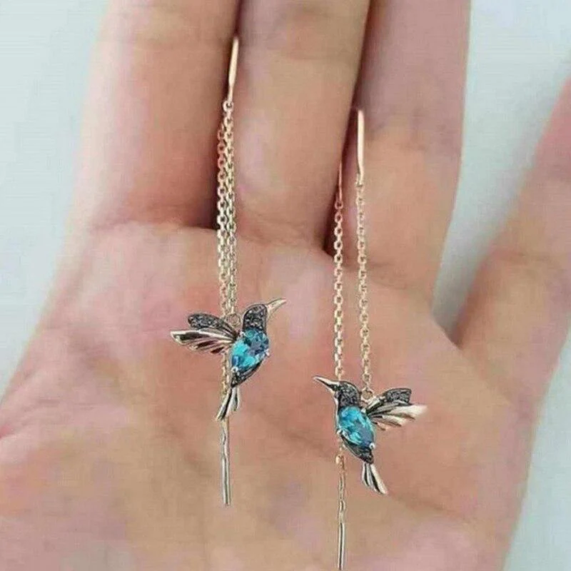 Shay | Earrings with hummingbird enamel and zirconia - Image 3
