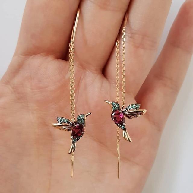 Shay | Earrings with hummingbird enamel and zirconia - Image 4