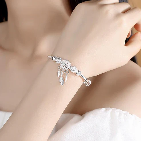 Silver Adjustable Dreamcatcher Bracelet - Image 2