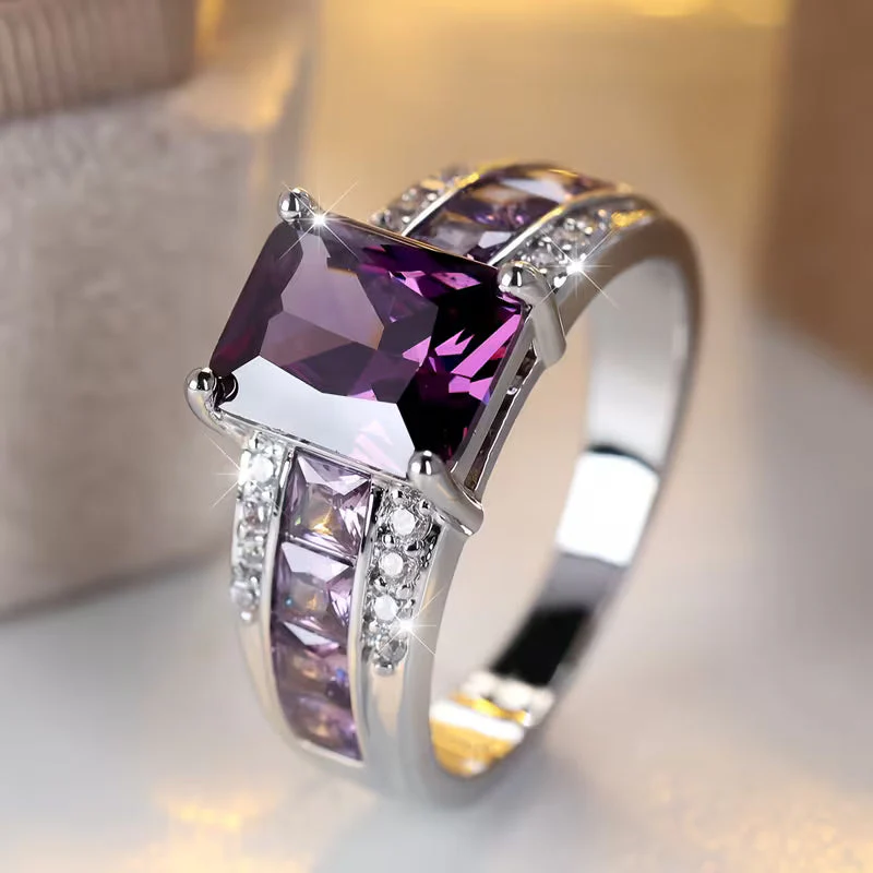 Silver Amethyst Channel Ring - Image 2