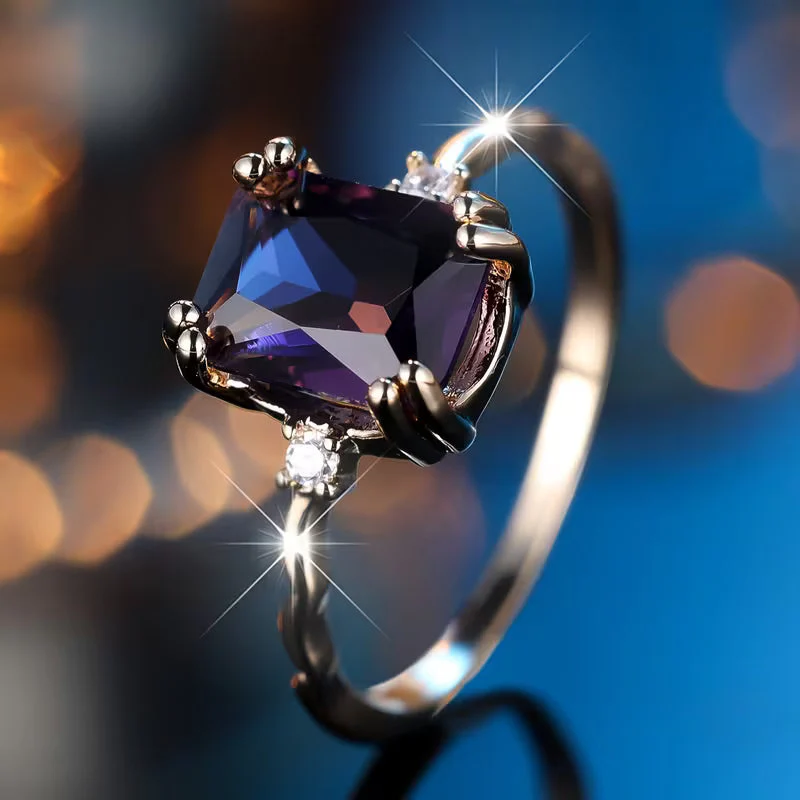 Silver Amethyst Emerald-Cut Ring - Image 2