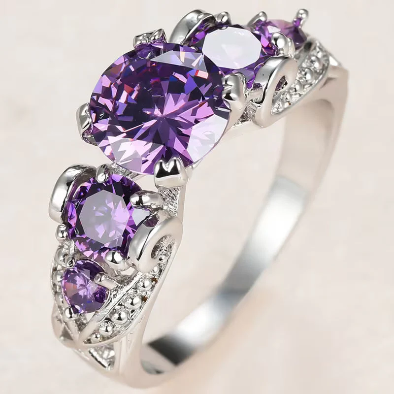 Silver Amethyst Vintage Ring - Image 3