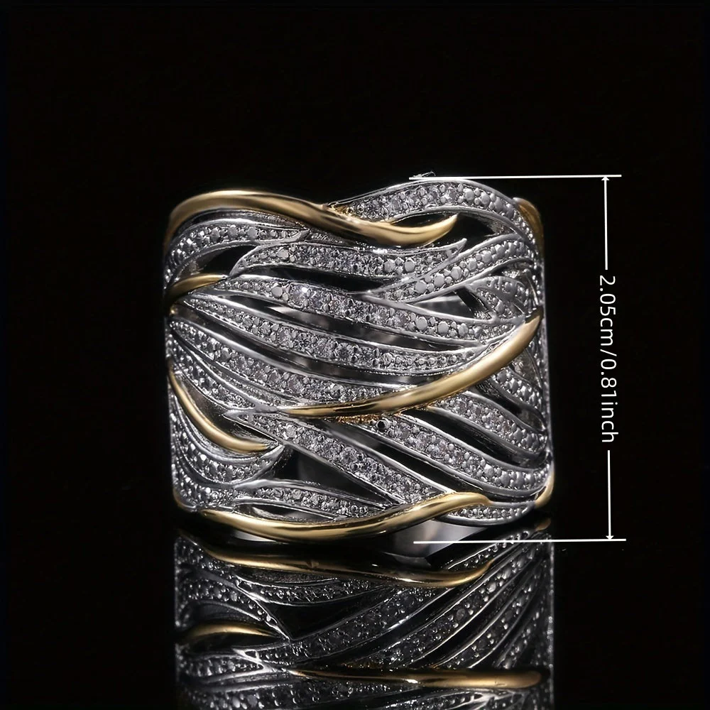 Silver and Gold Woven Band Ring - Image 4