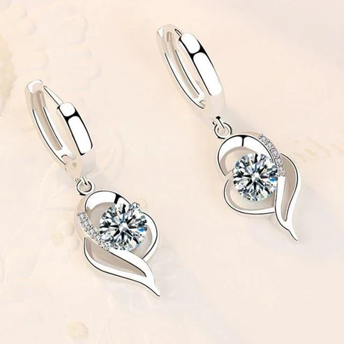 Silver and Zirconia Inlaid Floral Earrings - Image 2