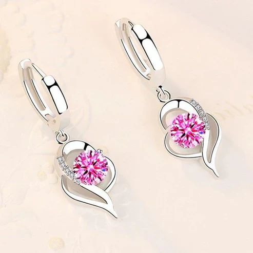 Silver and Zirconia Inlaid Floral Earrings - Image 3