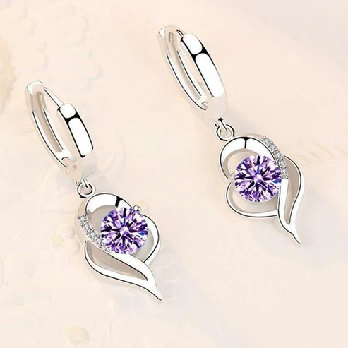 Silver and Zirconia Inlaid Floral Earrings - Image 4