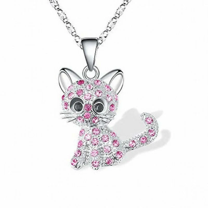Silver Baby Kittens and Coloured Zirconia Necklace - Image 2