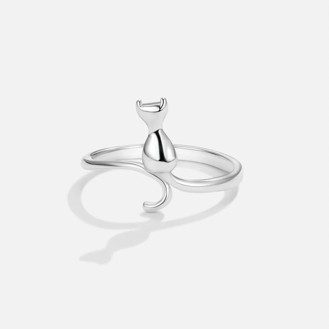 Silver Cat Motif Ring - Image 3