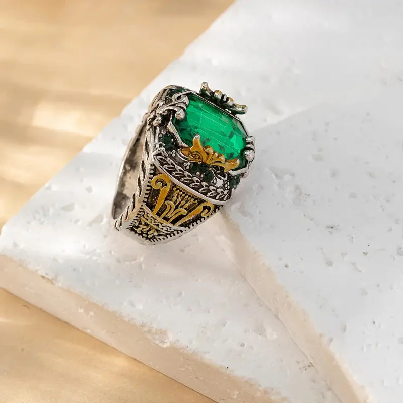 Silver Emerald Vintage Ring - Image 3
