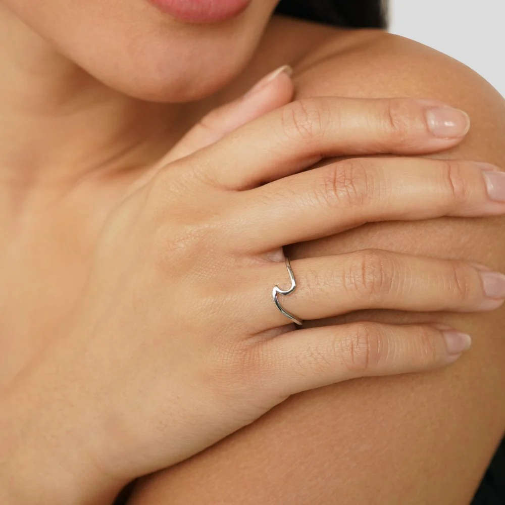 Silver Minimalist Open Ring - Image 3