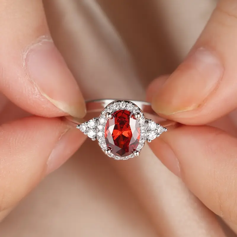 Silver Ruby Halo Ring - Image 2
