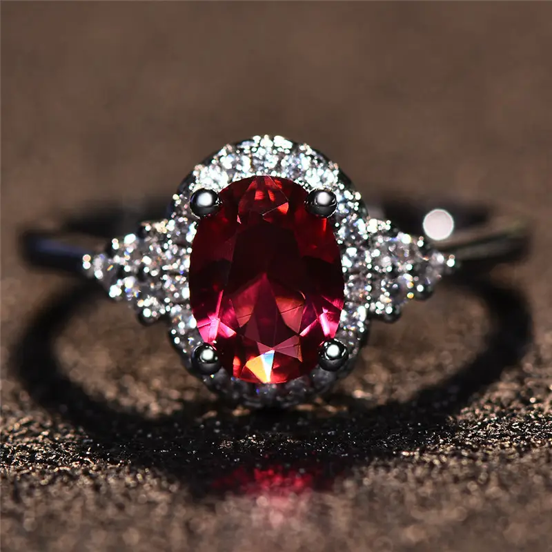 Silver Ruby Halo Ring - Image 3