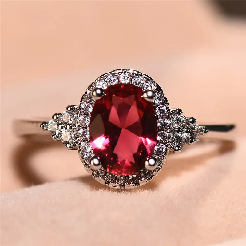 Silver Ruby Halo Ring - Image 4