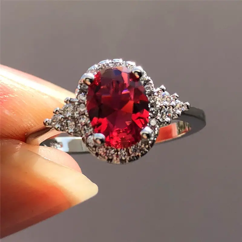 Silver Ruby Halo Ring - Image 5