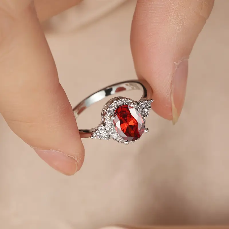 Silver Ruby Halo Ring - Image 6