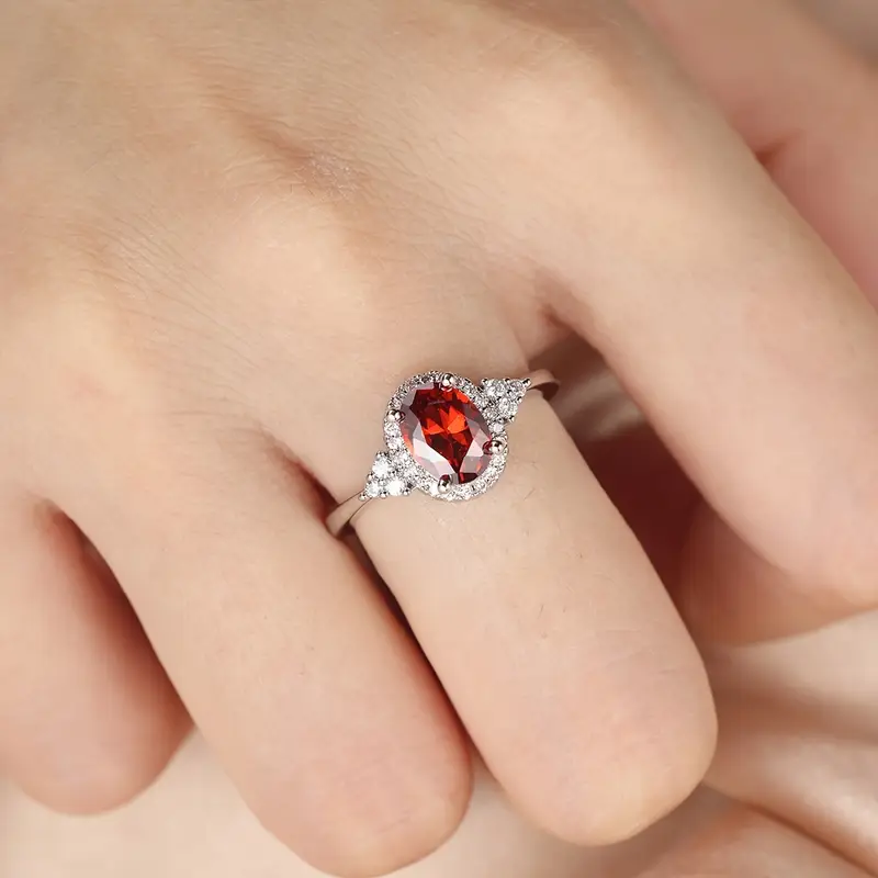Silver Ruby Halo Ring - Image 7