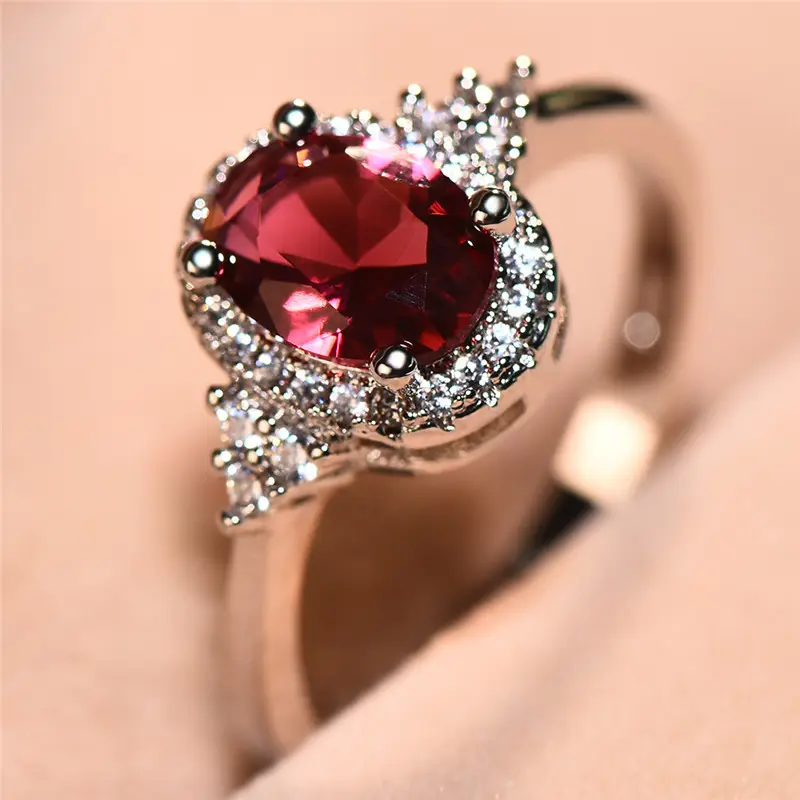 Silver Ruby Halo Ring - Image 8