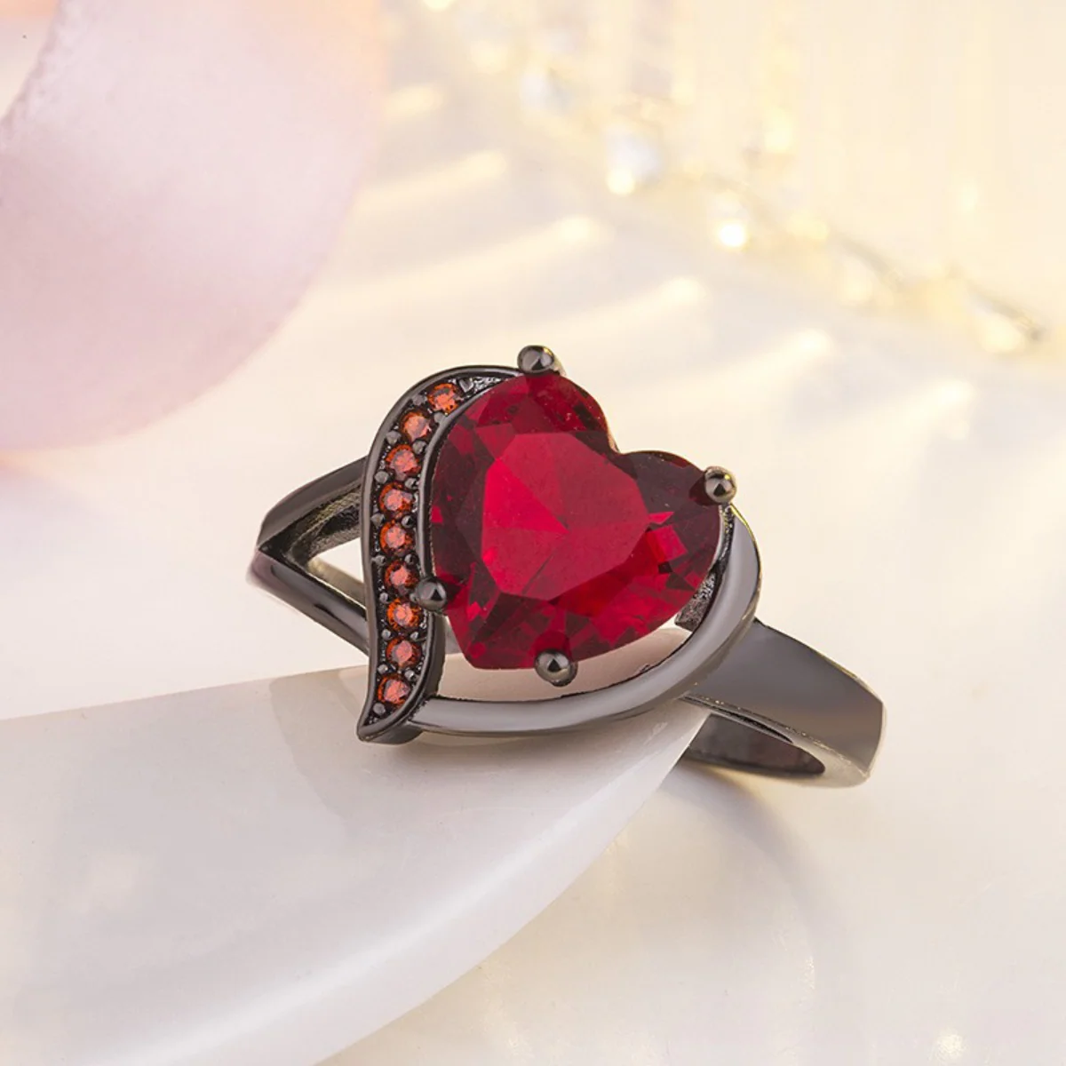 Silver Ruby Heart Ring - Image 2