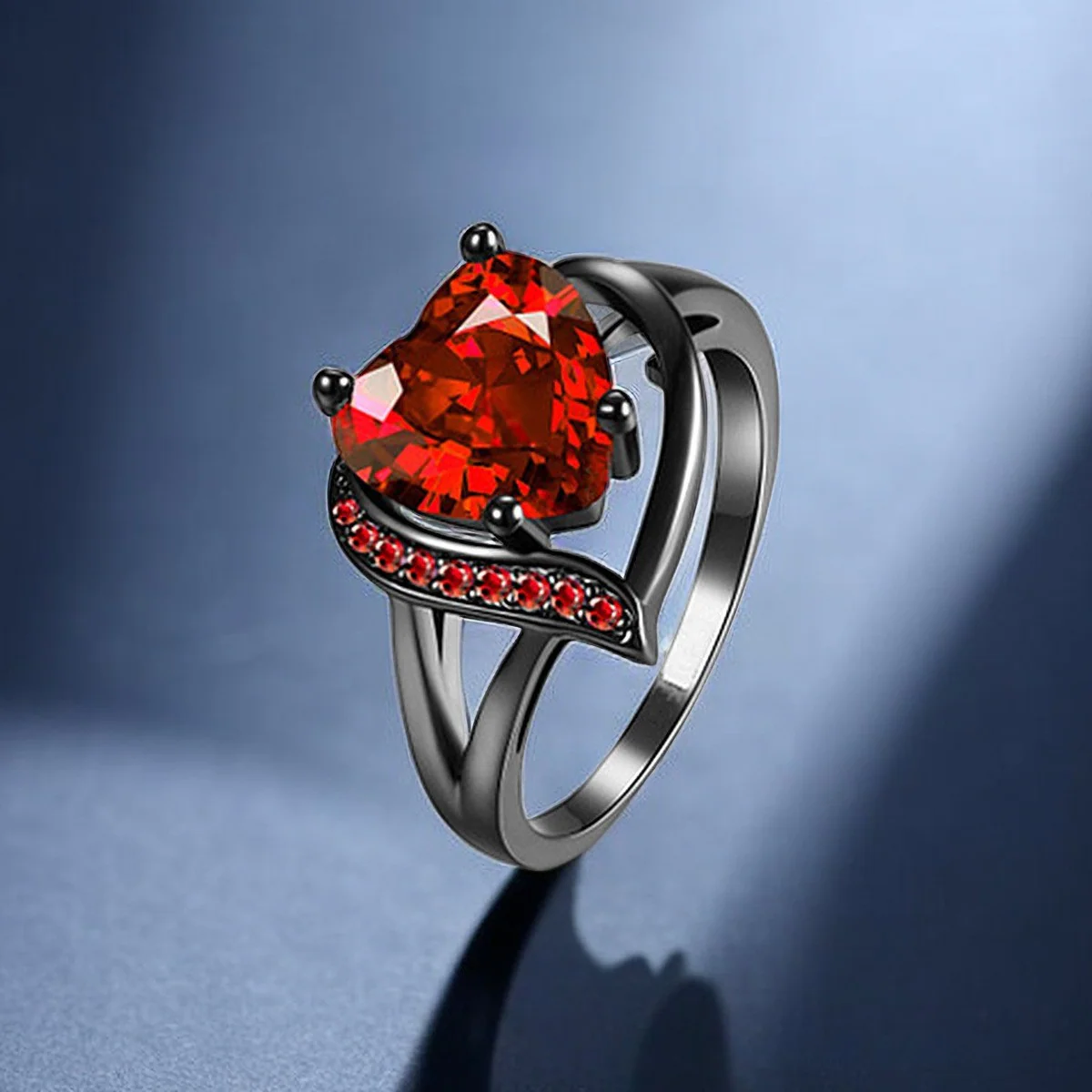 Silver Ruby Heart Ring - Image 3