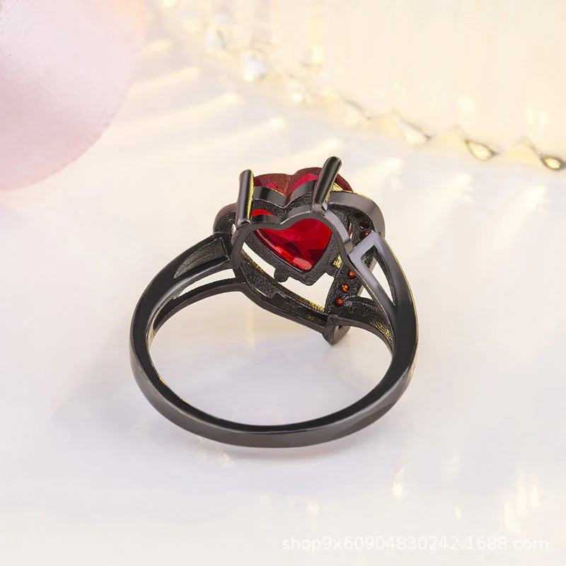Silver Ruby Heart Ring - Image 4