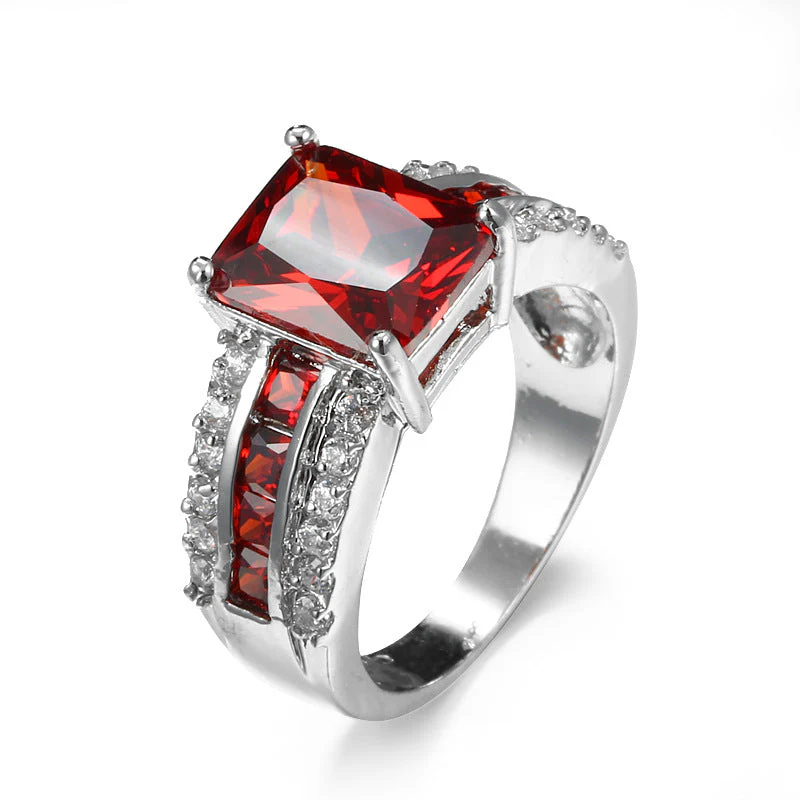 Silver Ruby Split-Shank Ring - Image 2