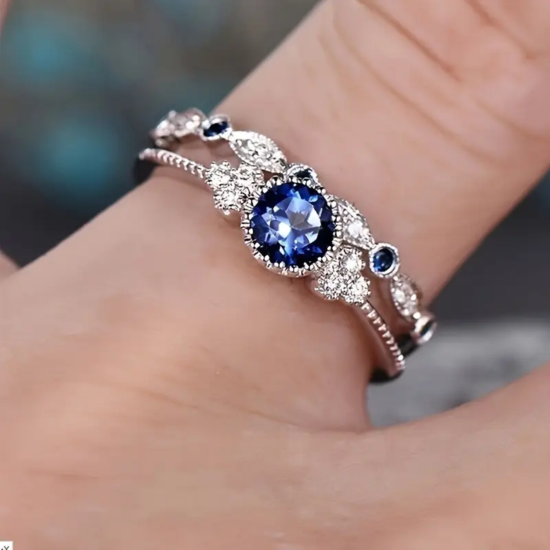 Silver Sapphire Halo Ring - Image 2