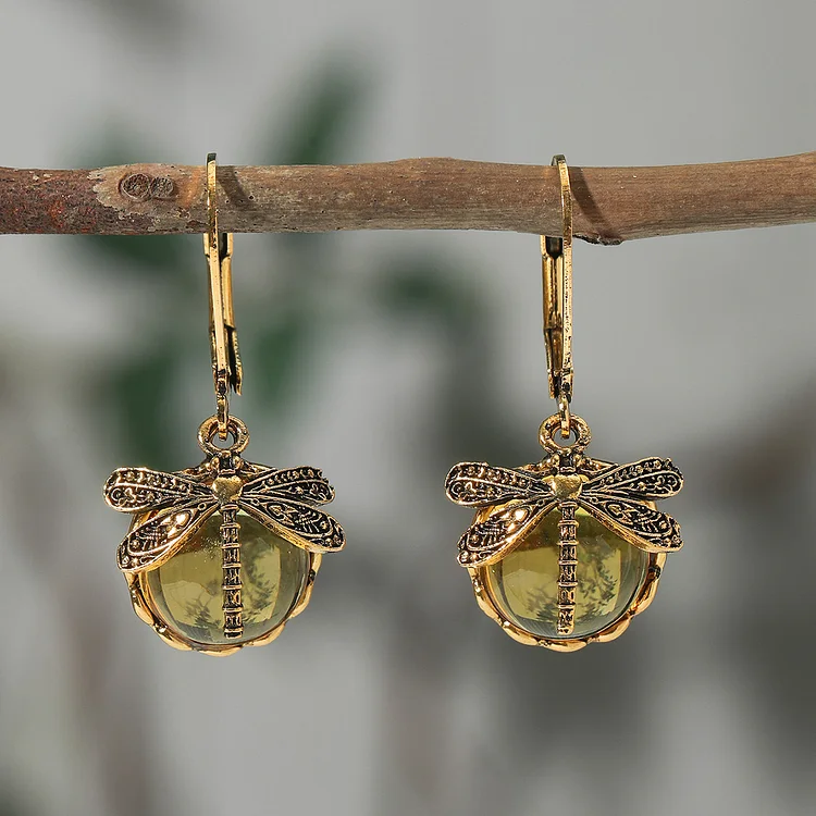 Spherical Dragonfly Earrings in Antique Silver - Image 3