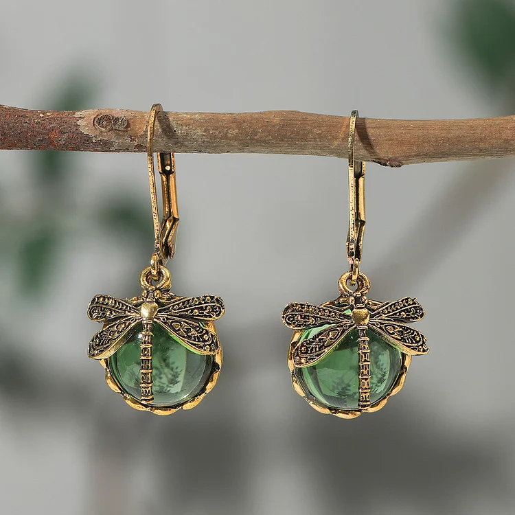 Spherical Dragonfly Earrings in Antique Silver - Image 4