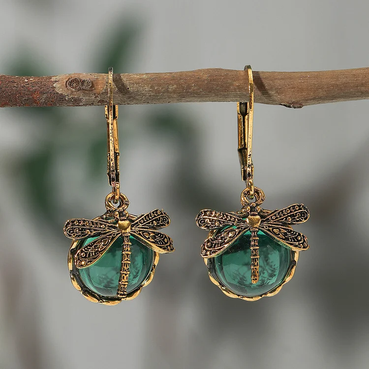 Spherical Dragonfly Earrings in Antique Silver - Image 5