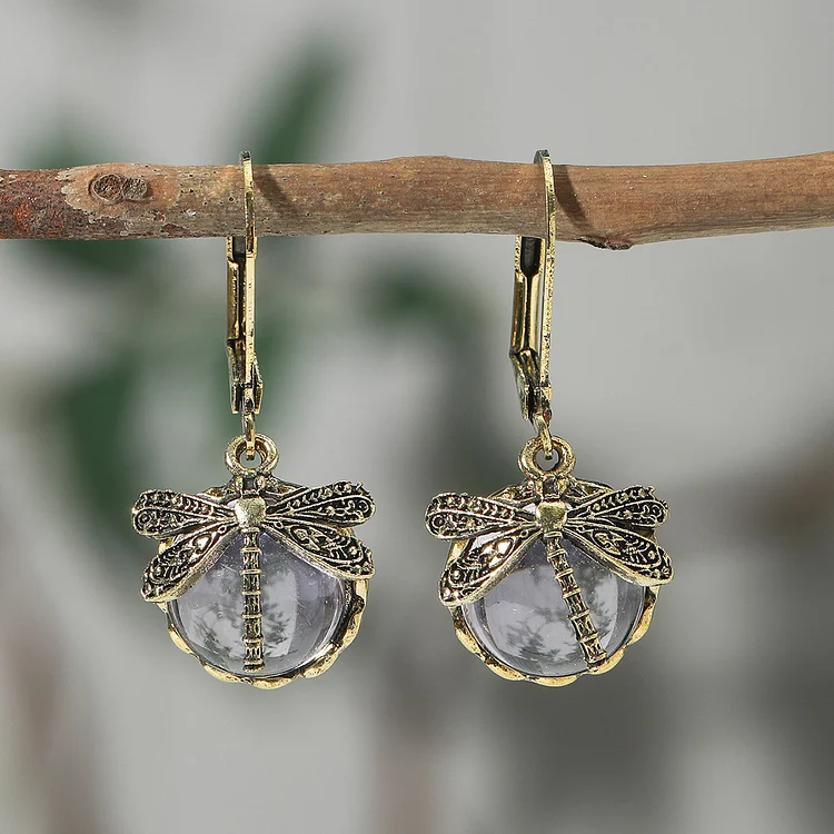 Spherical Dragonfly Earrings in Antique Silver - Image 6