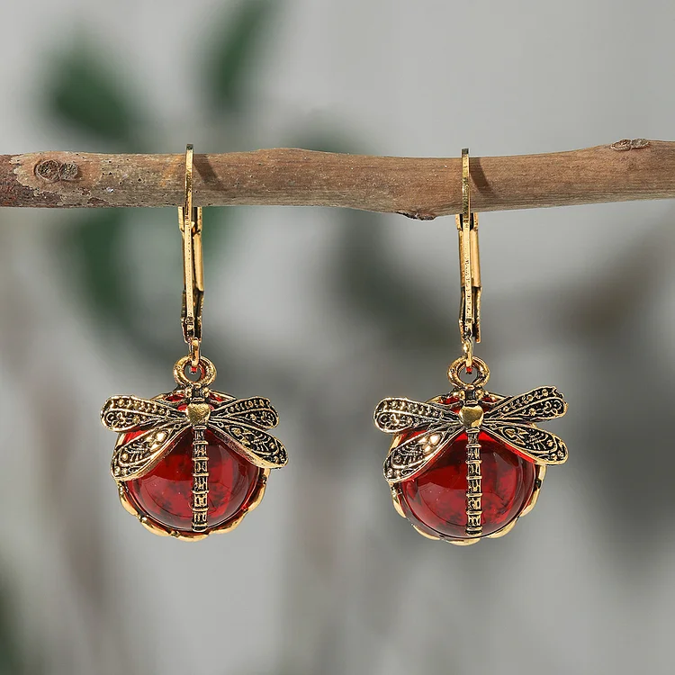 Spherical Dragonfly Earrings in Antique Silver - Image 7
