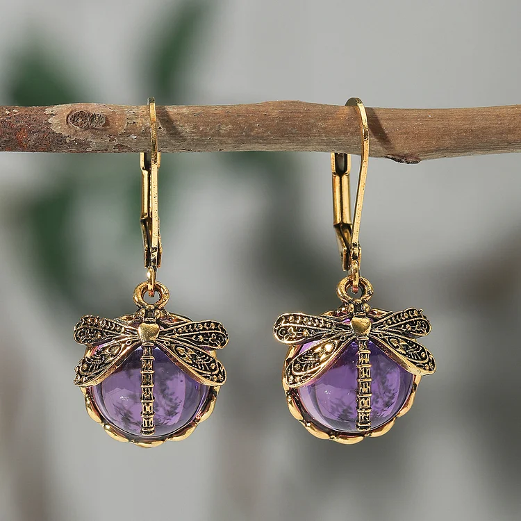 Spherical Dragonfly Earrings in Antique Silver - Image 8
