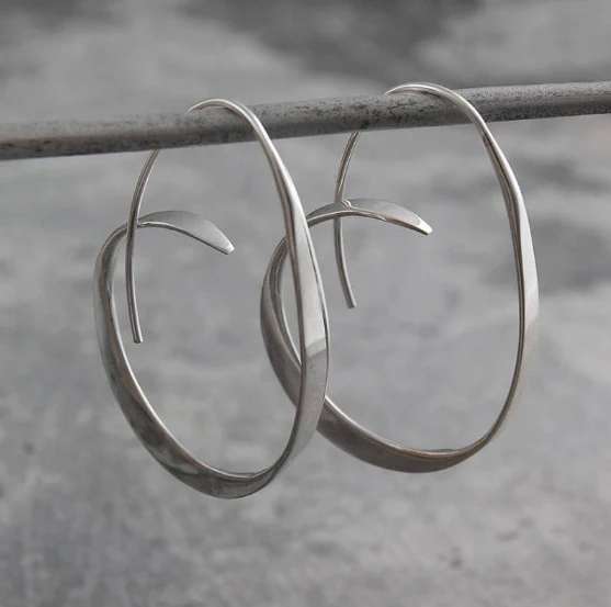Spiral Large Circle Earrings - Image 2