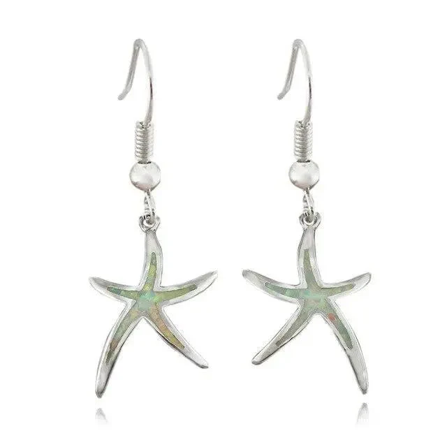 Starfish earrings made of opal and silver - Image 3