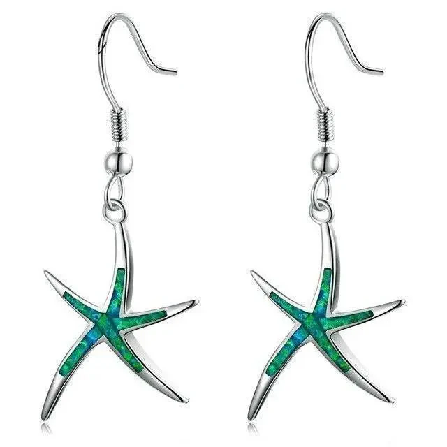 Starfish earrings made of opal and silver - Image 4