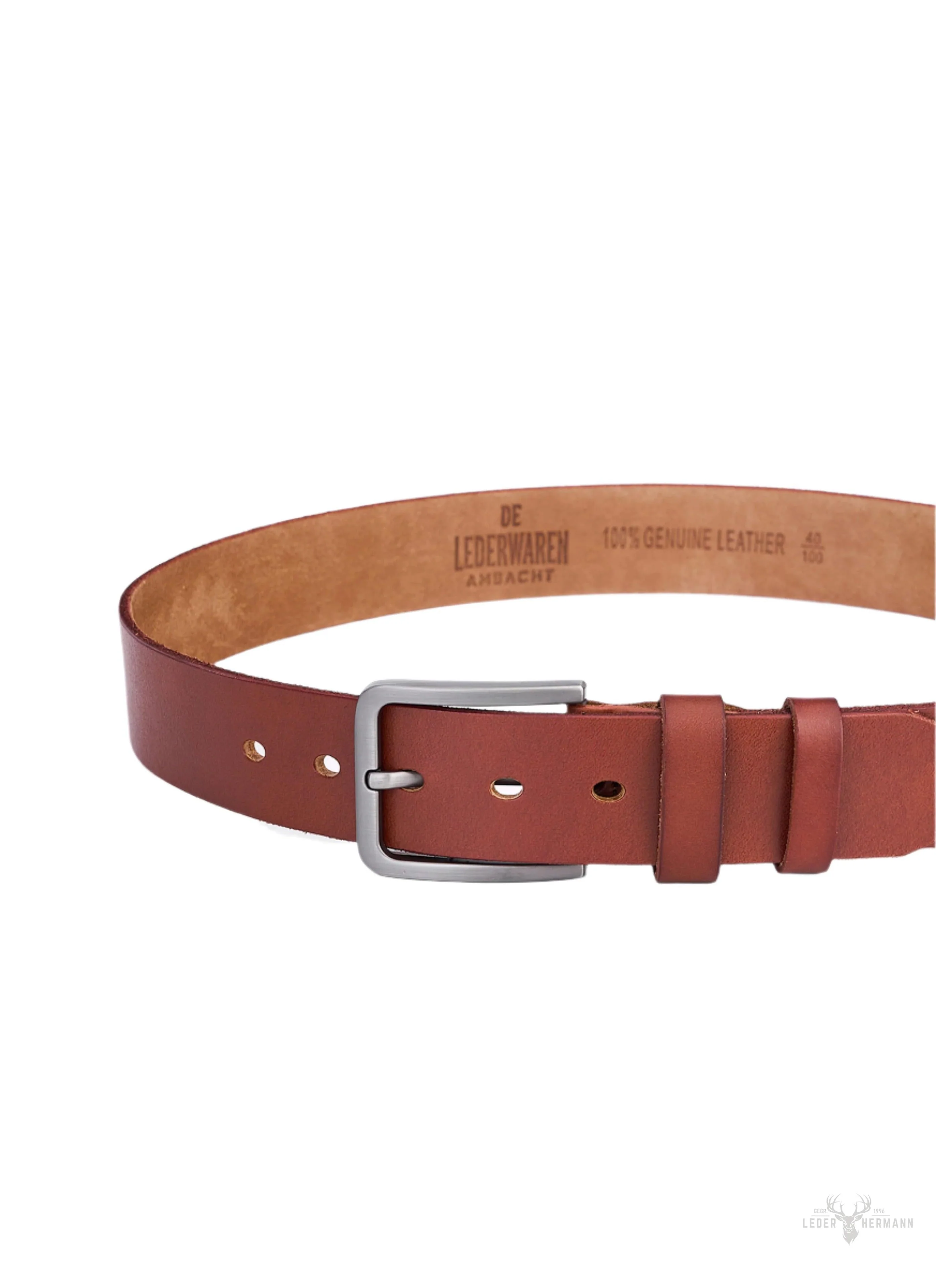 Stylish brown round leather belt for men - Image 3