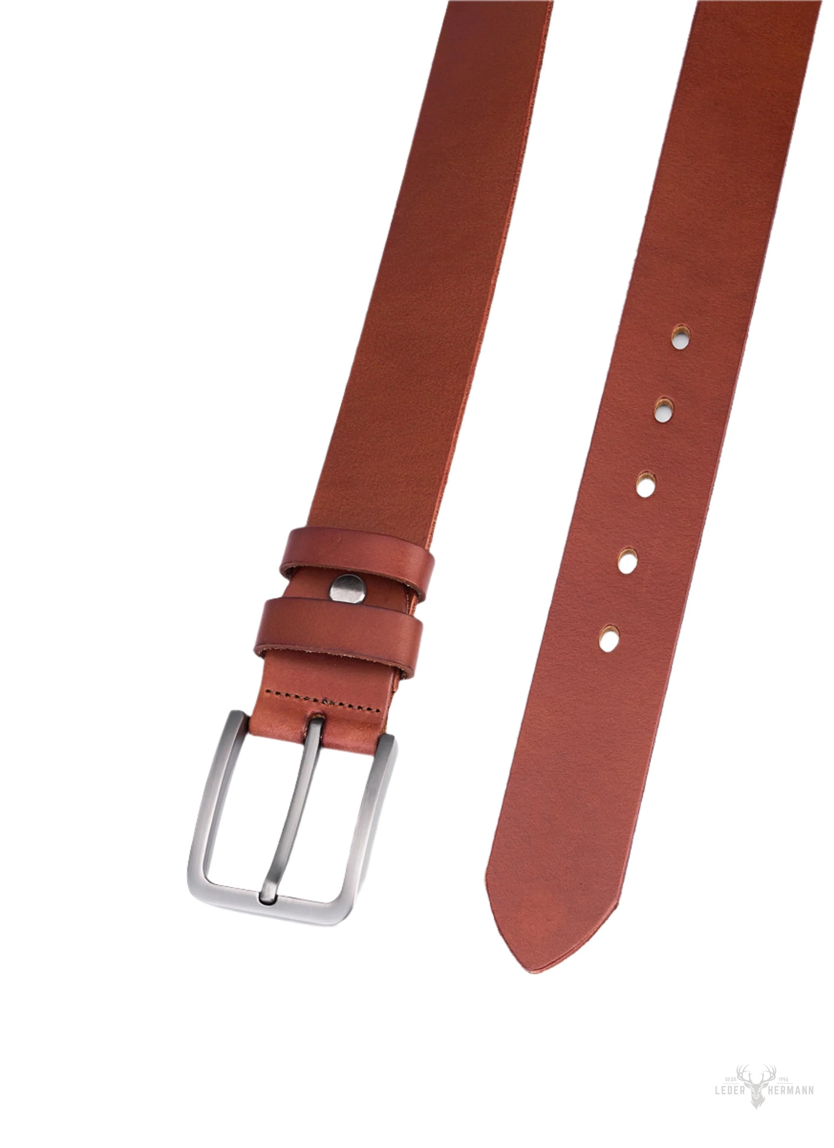 Stylish brown round leather belt for men - Image 4