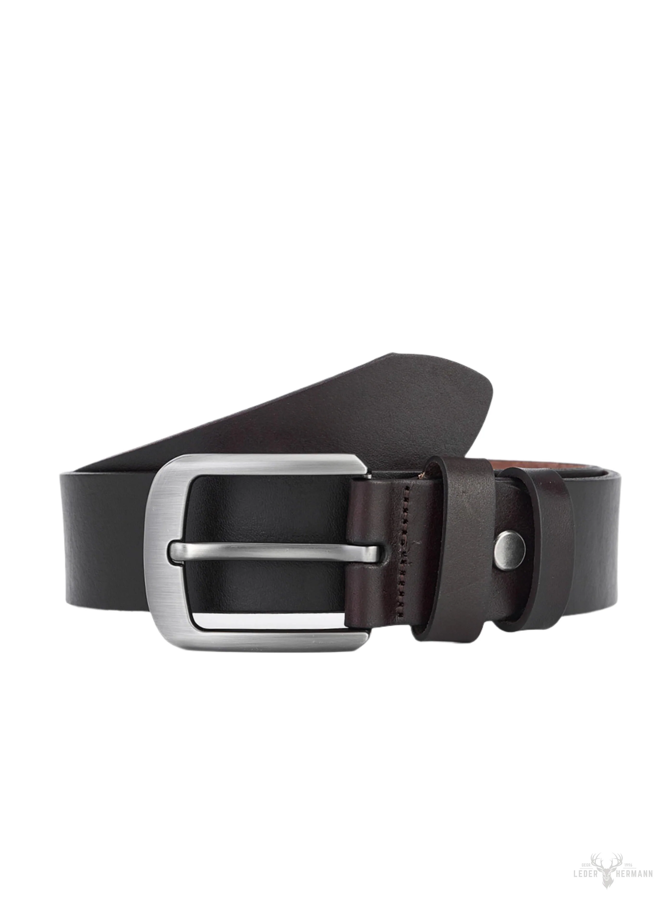 Elegant dark brown round leather men's belt - Image 2