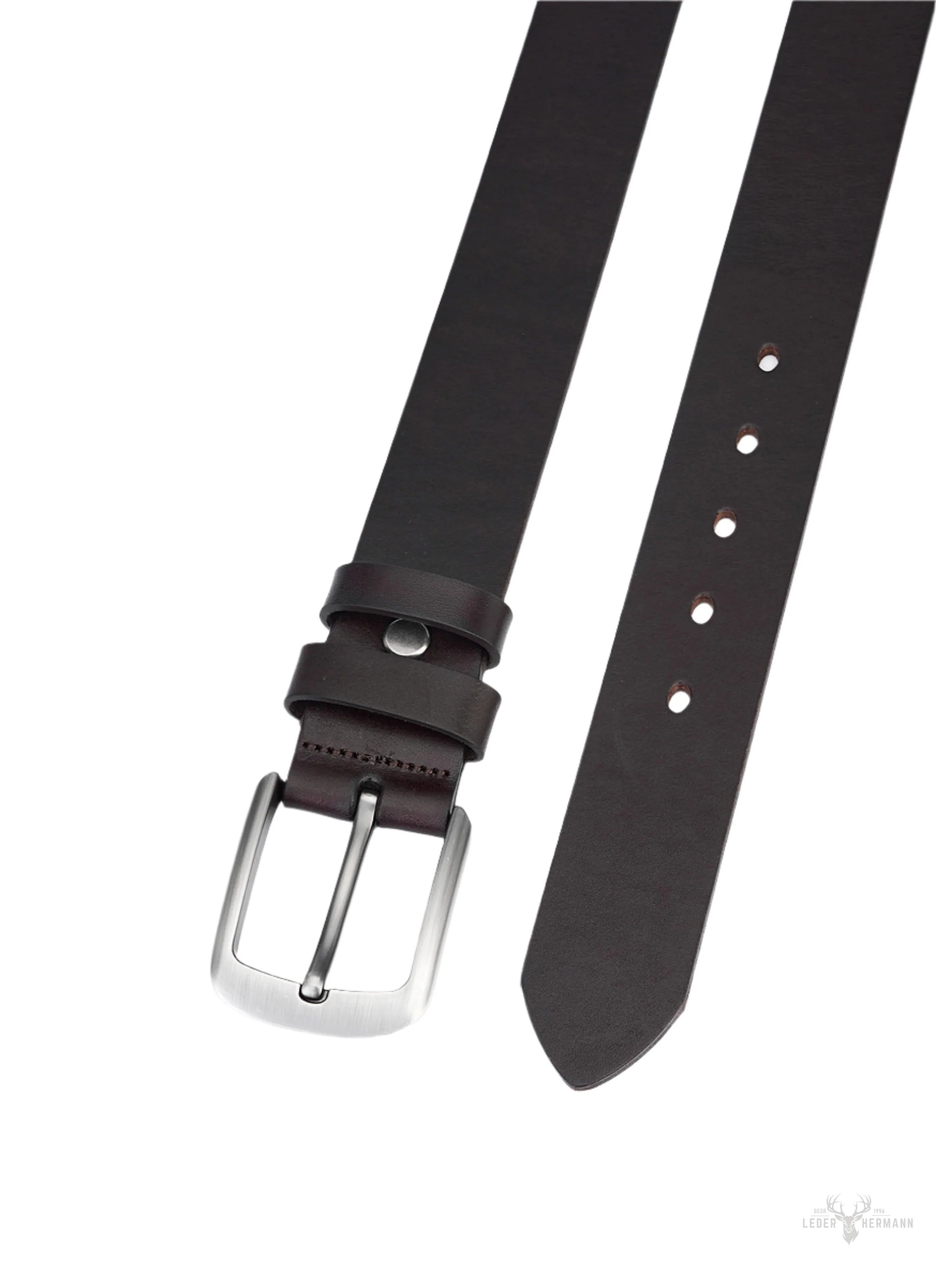 Elegant dark brown round leather men's belt - Image 4