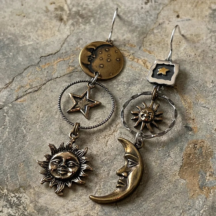 Sun-Moon Pendant Earrings - Image 2