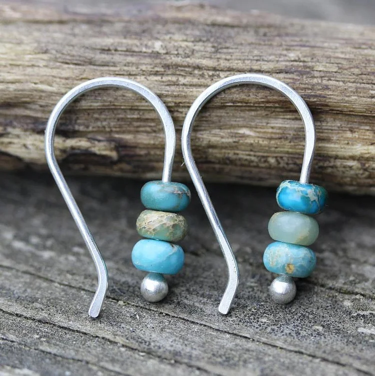 Turquoise Beaded Earrings - Image 2