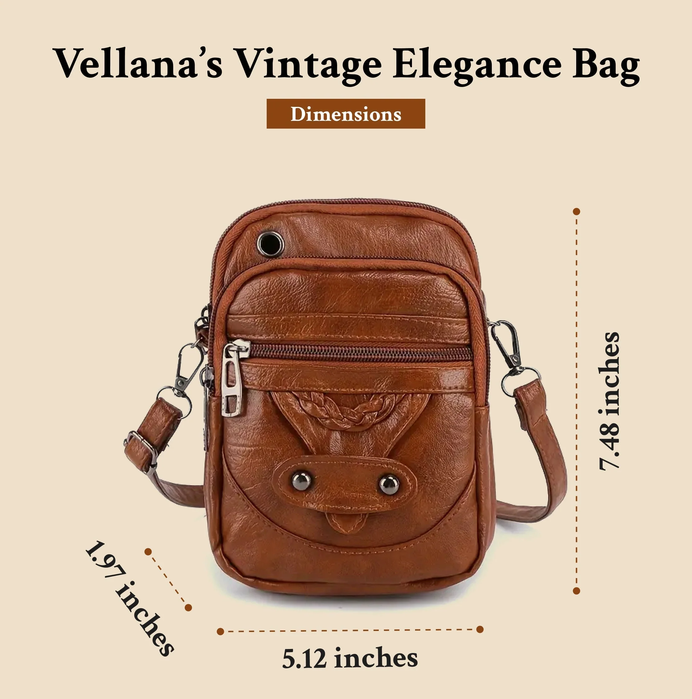 Vellana’s Vintage Elegance | Leather Crossbody Bag - Image 6