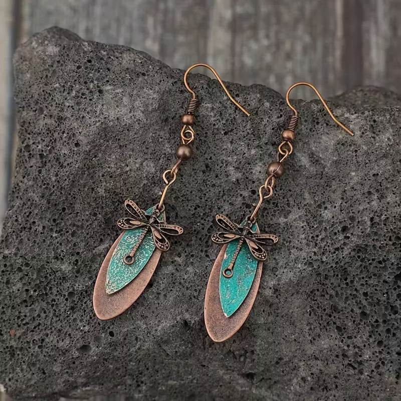 Verdant Dragonfly Whisper Drop Earrings - Image 2