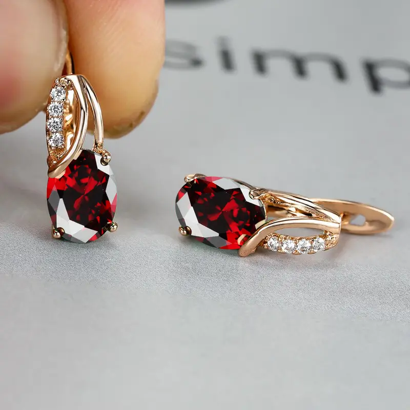 Veressa Ruberine Gold Earrings - Image 2