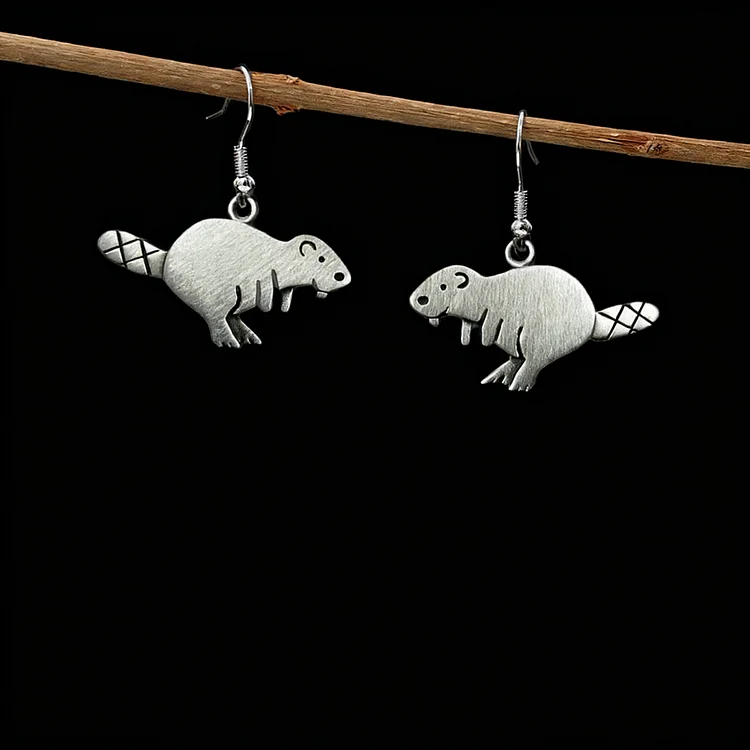Vintage Beaver Earrings - Image 2