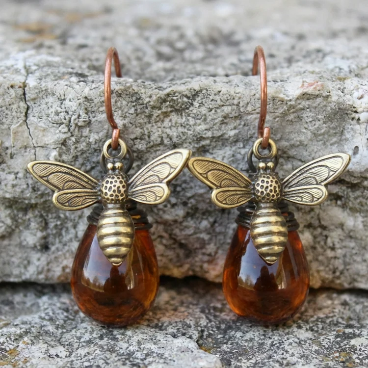 Vintage Bee Natural Stone Earrings - Image 2