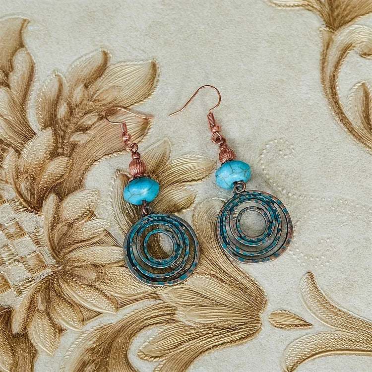Vintage Bohemian Chic Geometric Round Drop Earrings - Image 3